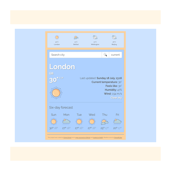 weather app javascript blueyellow